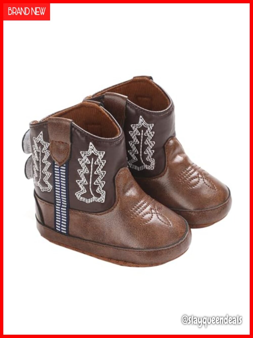 Newborn Infant Cowboy Boots Faux Leather Non-Slip Soft Sole First Walker